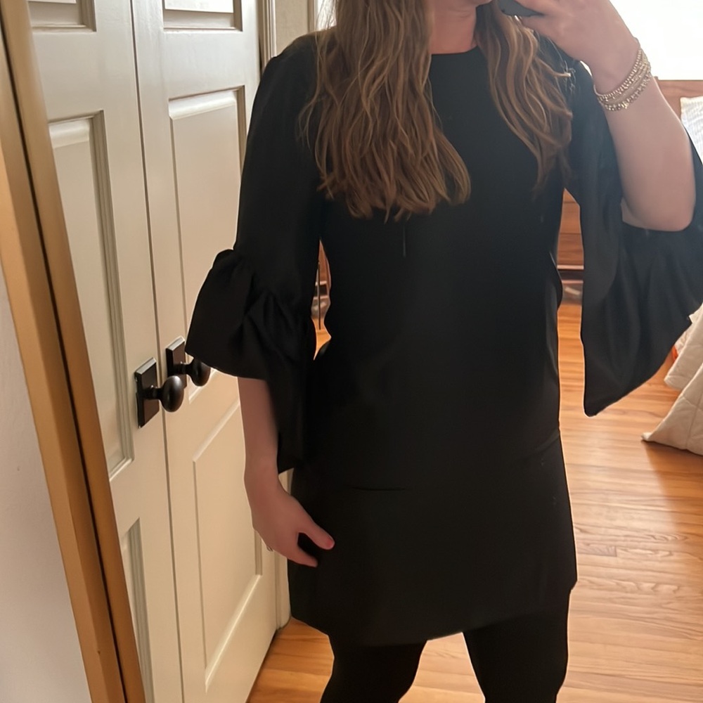 Vince Camuto Taffeta Trumpet Sleeve Shirt Dress black NWT - size 8
